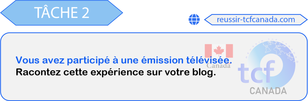 TCF Canada Tâche 2 sujet 2 EE Avril