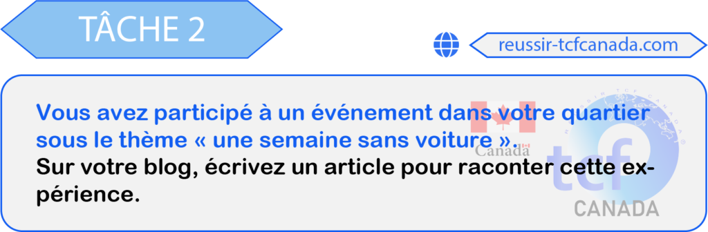 TCF Canada Tâche 2 sujet 1 EE Mai