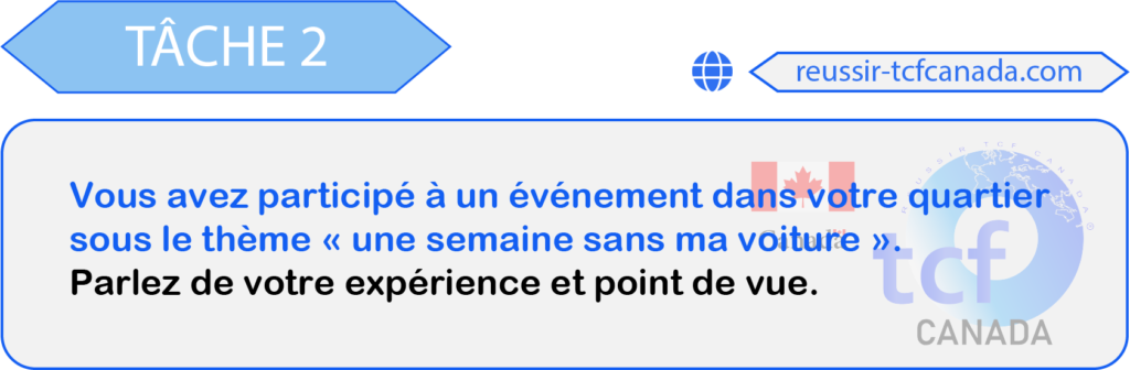 TCF canada Tâche 2 sujet 2 EE Juin